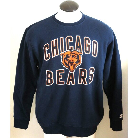 NFL Chicago Bears Starter Men's Crewneck Graphic Sweatshirt Blue Orange NEW